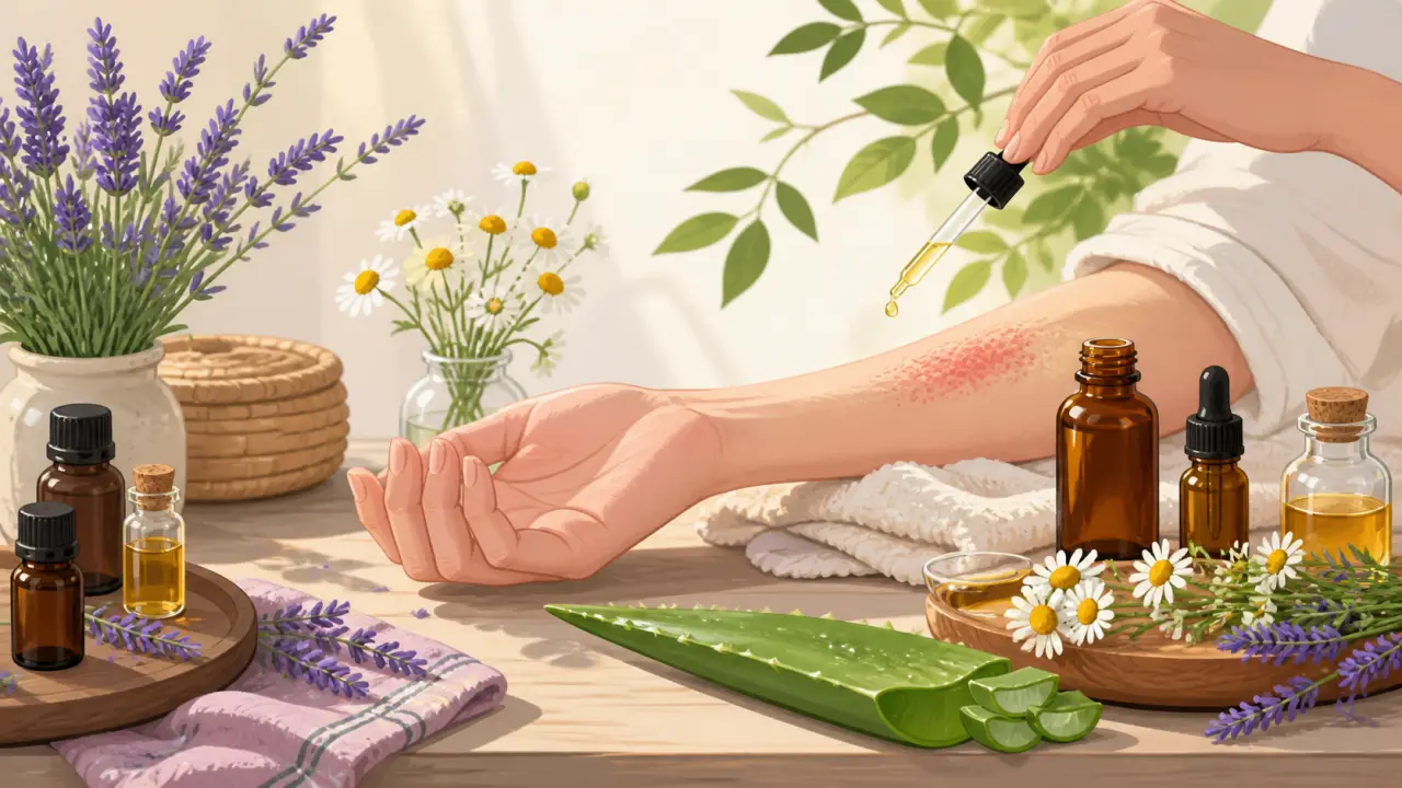 Bannière illustrée sur les huiles essentielles et le soin de la peau