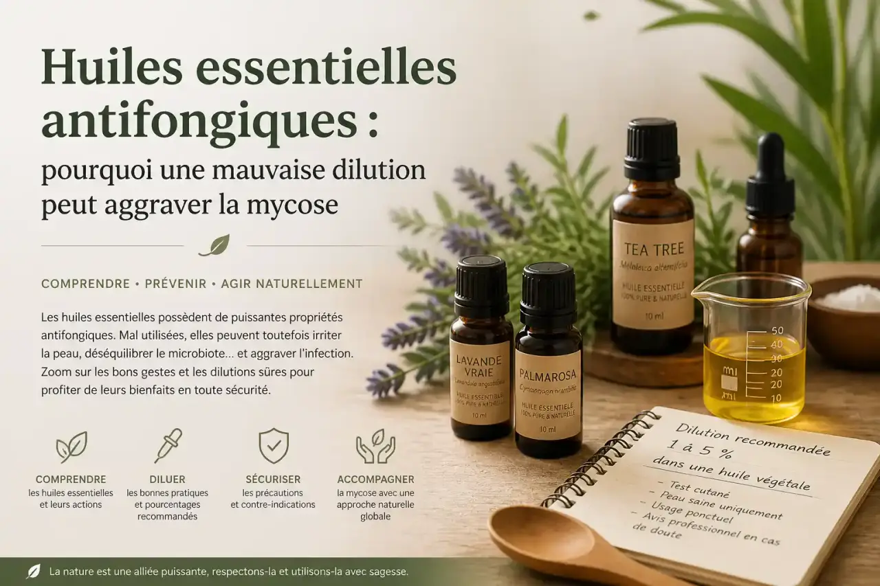 Huiles essentielles antifongiques : pourquoi une mauvaise dilution peut aggraver la mycose