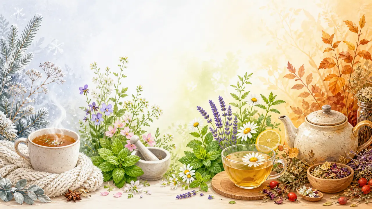 Illustration d'une tisane naturelle selon les saisons