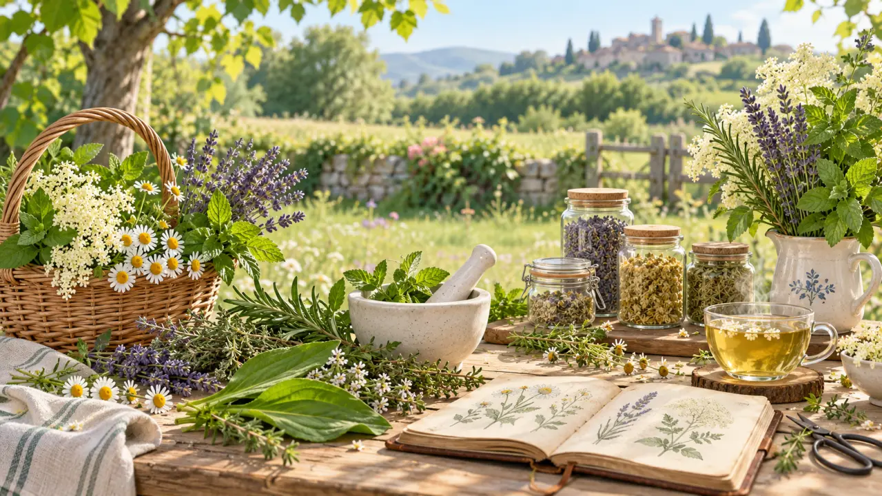 Bouquet de plantes locales séchées et herbes fraîches pour le bien-être naturel