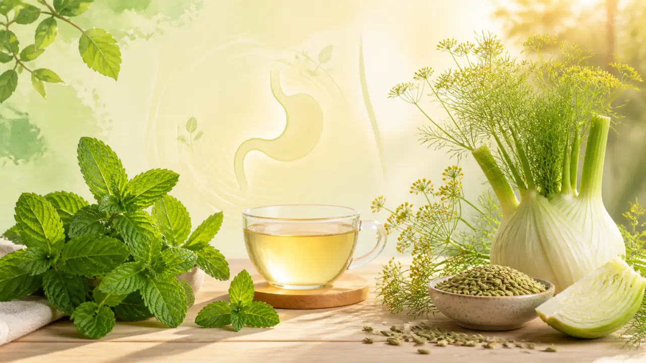 Illustration rétro de plantes médicinales pour apaiser le ventre