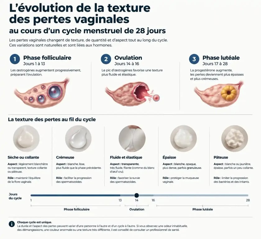 Évolution de la texture des pertes blanches au cours du cycle menstruel